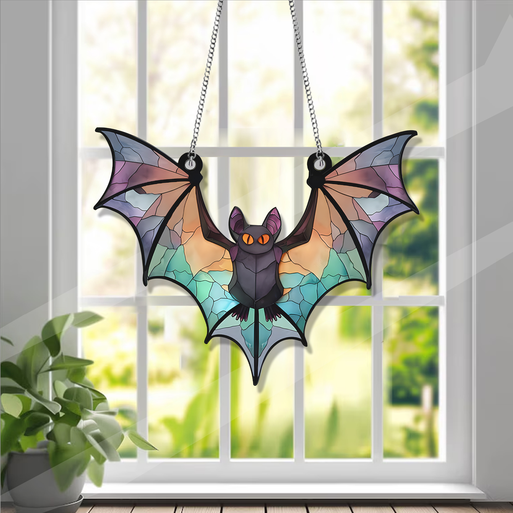 Bat Halloween Colorful Acrylic Window Hanging