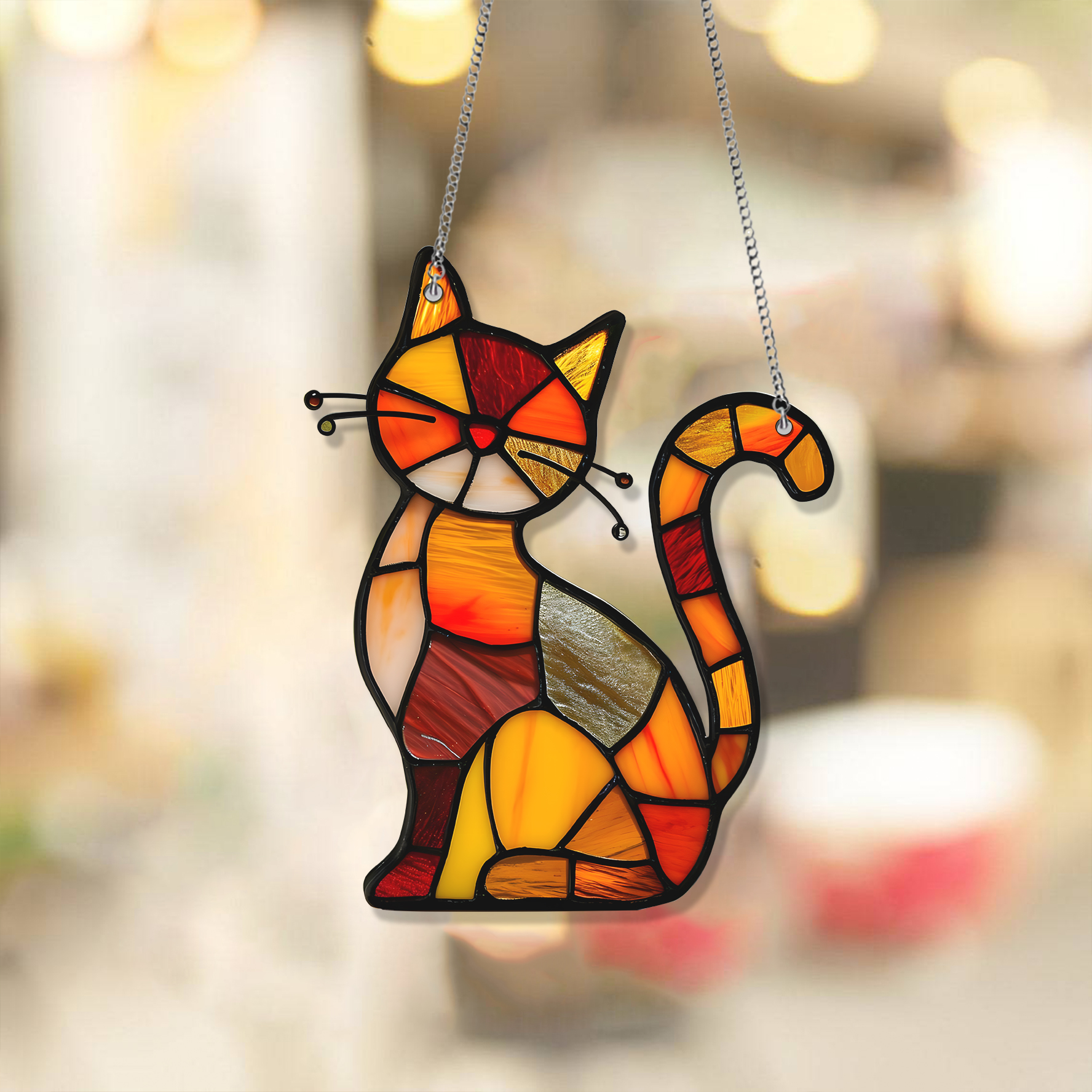 Orange Cat Acrylic Window Hanging