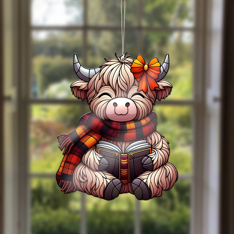 Highland Cow ACRYLIC window hanging, Farmhouse Window Hangings, Gift for farmer, Housewarming gift, Gift For Cow Lover’s