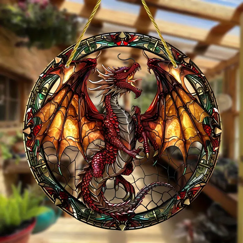 Flying Dragon Fight Acrylic Window Hanging