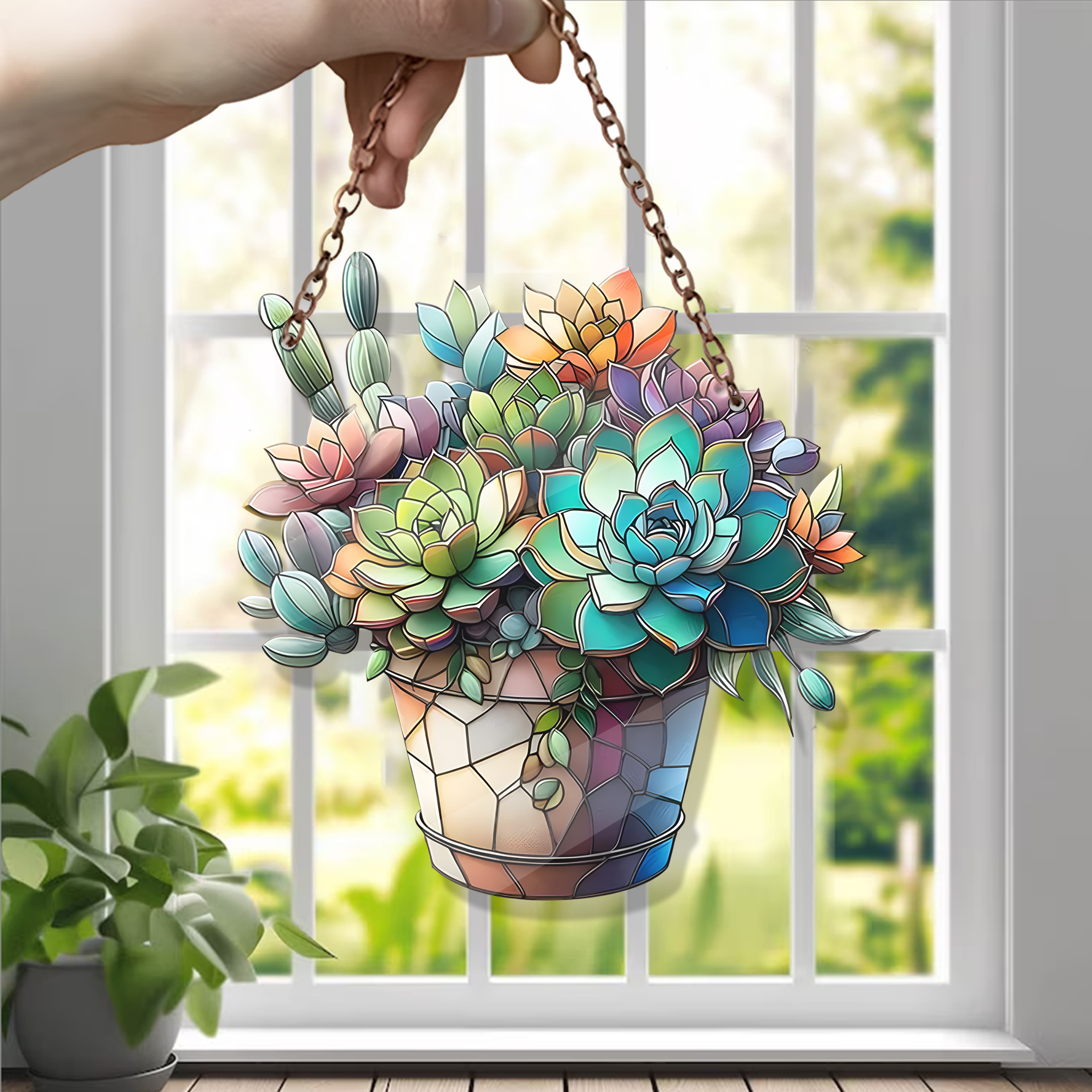 Succulent Color Acrylic Window Hanging Decor