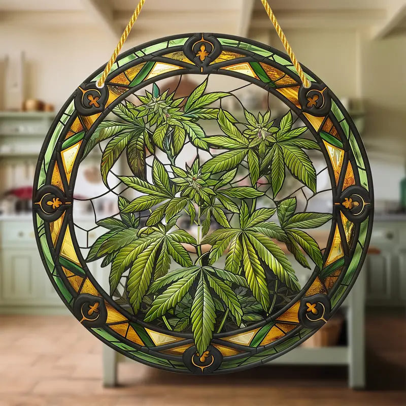 Weed Plant Acrylic Window Hanging