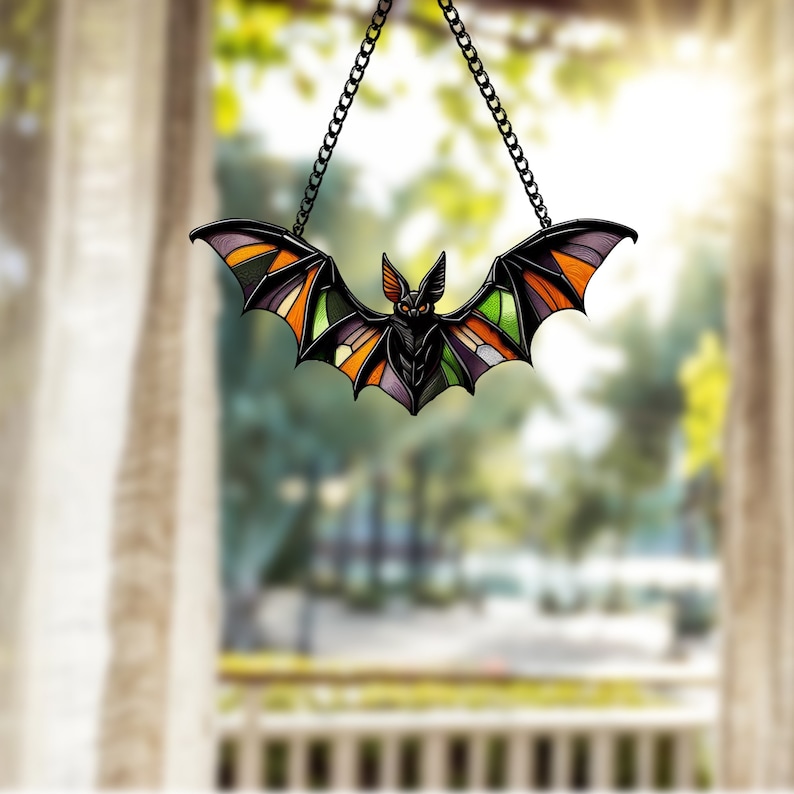 Bat Dark Acrylic Window Hanging, Indoor Decor, Bat lovers gift, Funny Bat window decor, Gothic bat, Halloween decor, Garden Gift