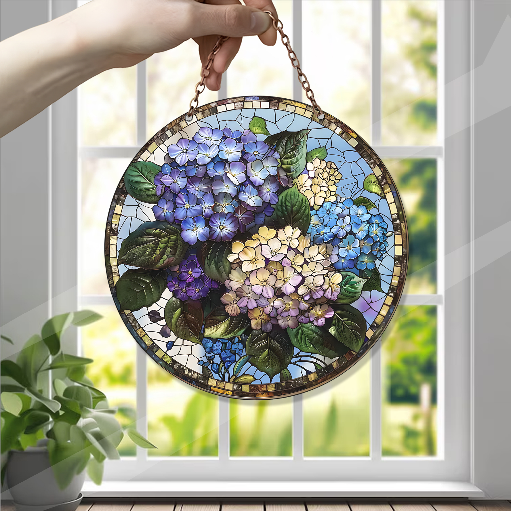 Hydrangea Flower Acrylic Window Hanging