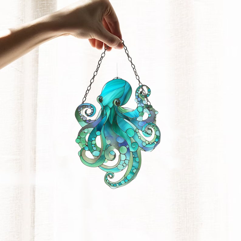 Blue Octopus Acrylic Window Decor