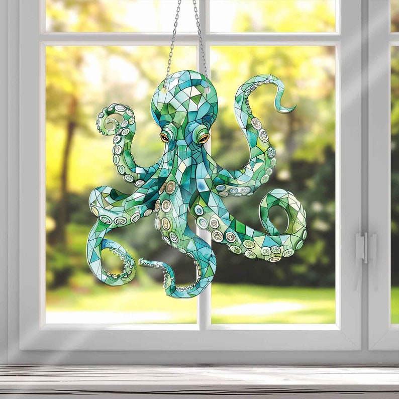 Octopus Acrylic Window Hanging, Octopus Window Hangings, Gift For Octopus Lovers, Octopus Home Decoration, Gift For Dad, Mother’s day gift