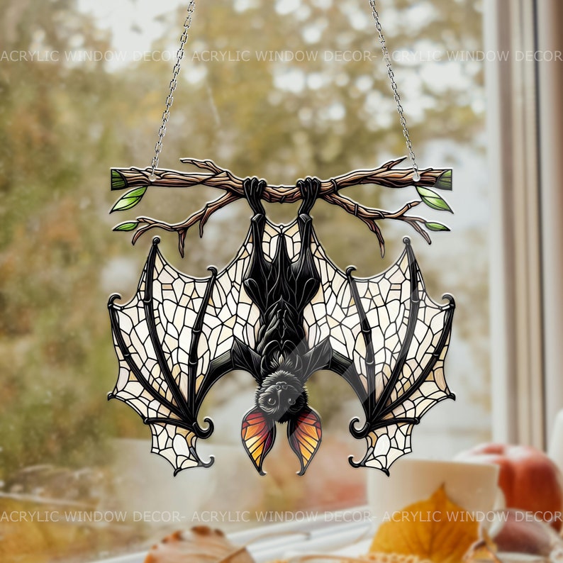 Bat Acrylic Window Hanging, Indoor Decor, Bat lovers gift, Funny Bat ...