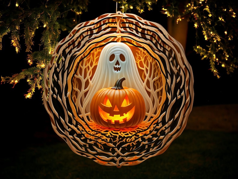 Pumpkin Ghost 3D Halloween Wind Spinner