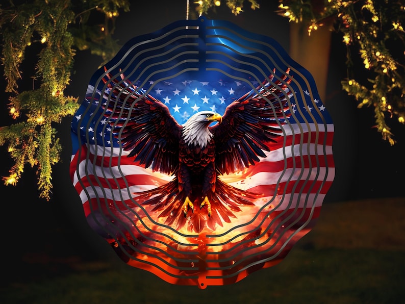 American Eagle Flag Wind Spinner , Patriotic Wind Spinner, American Wind Spinner