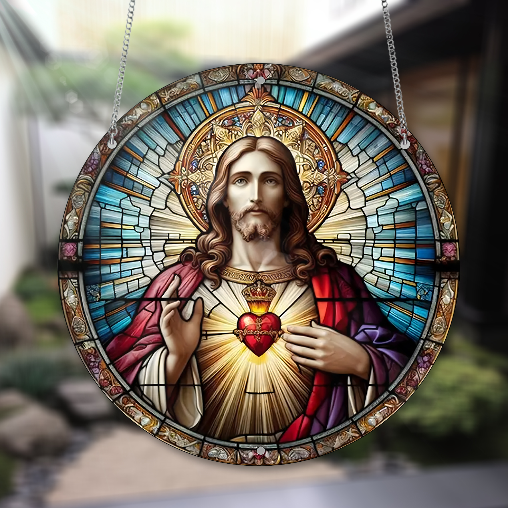 Jesus Acrylic Window Hanging, Christian decoration, Christian Jesus Home decor, Gift for mom, Christian Mom gift, Religious gift