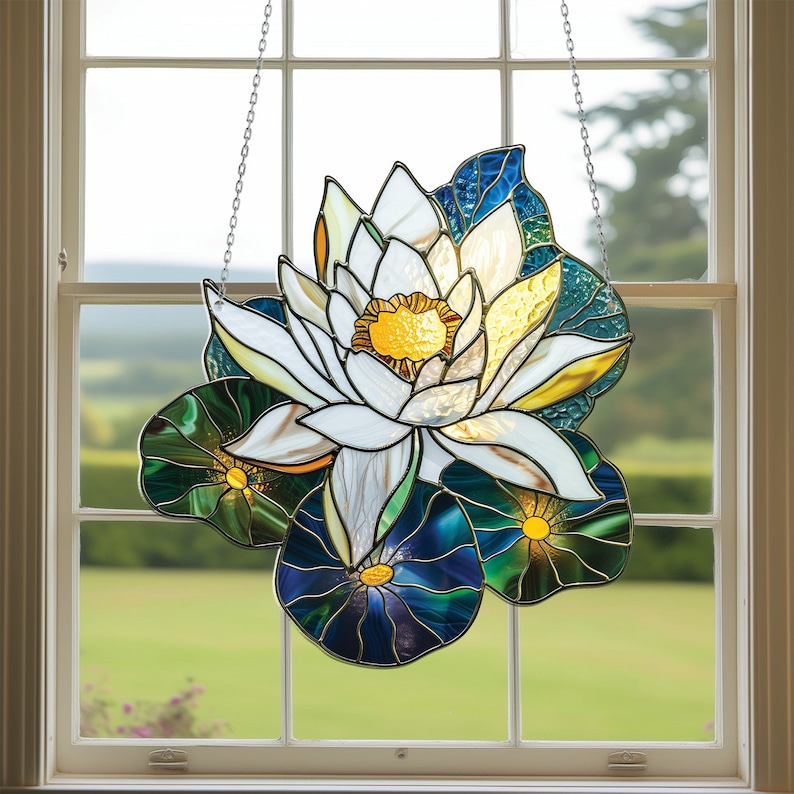 Lotus Leaves Acrylic Window Hangings, Lotus lovers gift,Home Decor, Gift For Her , Gift For Yoga Lover’s