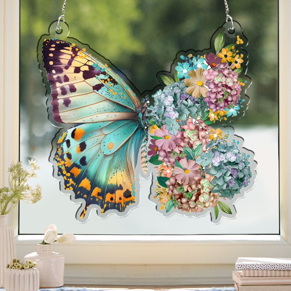 Butterfly Flower Acrylic Window Hanging