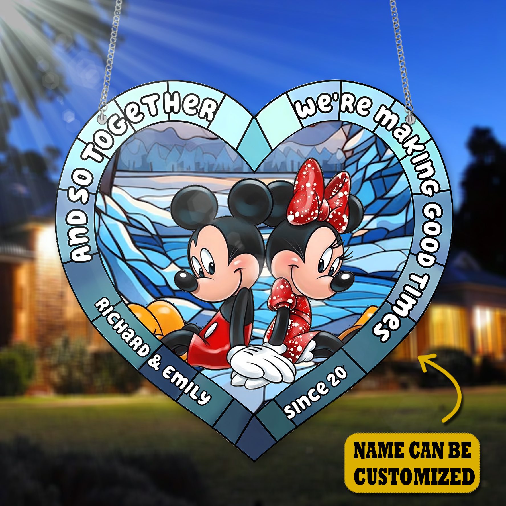 Mickey Minnie Couple Heart Customized Acrylic Window