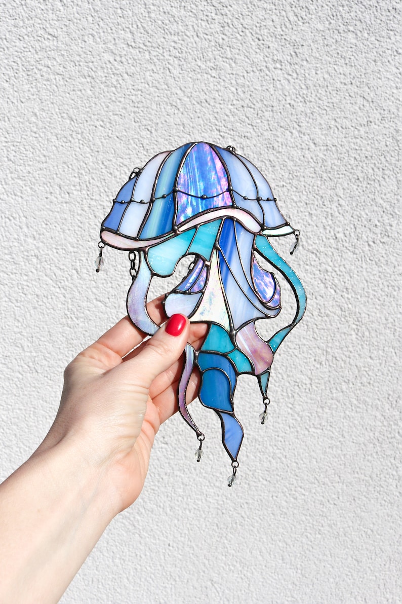 Blue Jellyfish Acrylic Window Hanging, Jellyfish Window Hangings, Gift For Jellyfish Lover, Jellyfish Home Decoration, Father’s Day Gift, Mom Gift