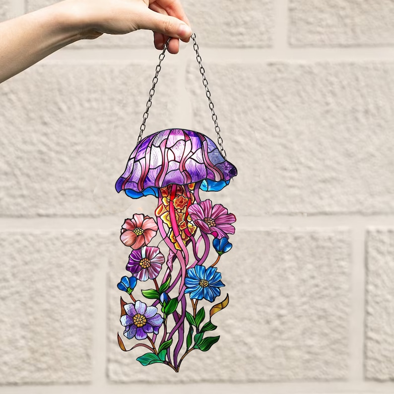 Jellyfish Acrylic Window Hanging, Jellyfish Window Hangings, Gift For Jellyfish Lover, Jellyfish Home Decoration, Father’s Day Gift, Mom Gift