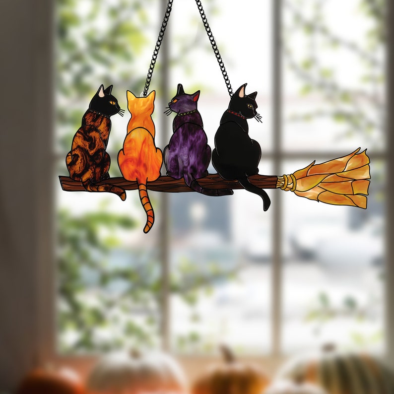 Cat Halloween Acrylic Window Hanging, Cat Decoration, Cat lovers gift, Gift For Cat lover’s, Cat lovers, Home Decor