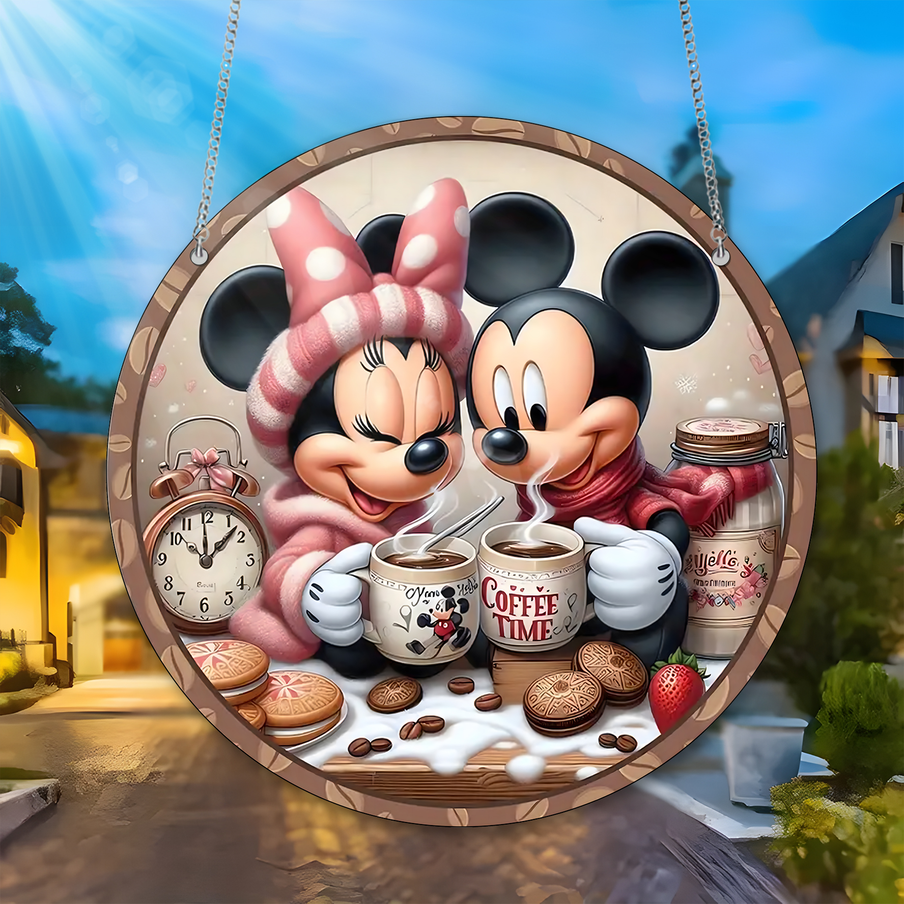 Mickey Minnie Couple Coffee Customized Acrylic Window Hangings, Disney Lover’s, Mickey Minnie Window hanging, Home Decor , Gift For Disney Lover’s , Gift For Home