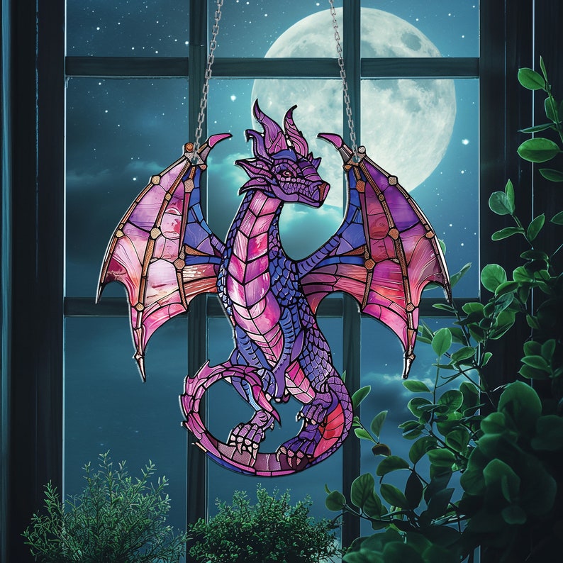 Dragon Acrylic Window Hanging, Fantasy dragon Wall Window Hanging Art Decoration,Gift for Kids, home decor, Gift For Dragon