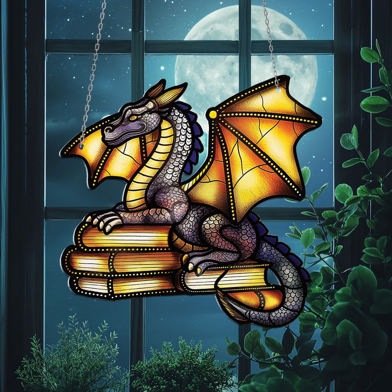 Dragon Acrylic Window Hanging, Fantasy dragon Wall Window Hanging Art Decoration,Gift for Kids, home decor, Gift For Dragon