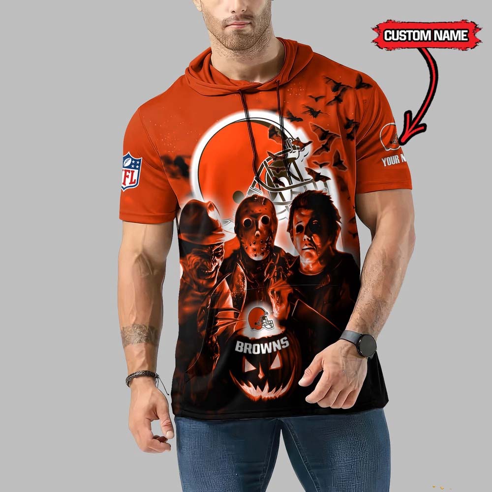 Cleveland Browns Horror Characters Essential Halloween Sleeveless Hoodie PT57537