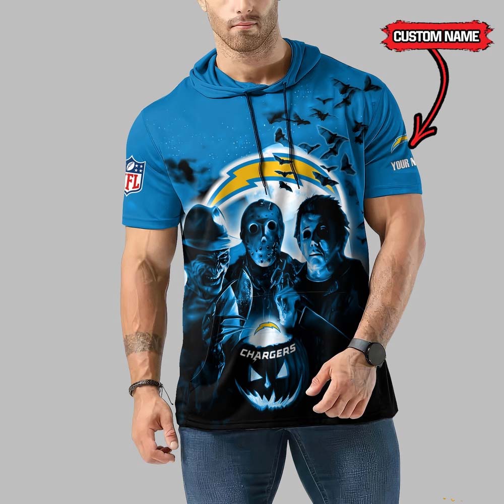 Los Angeles Chargers Horror Characters Essential Halloween Sleeveless Hoodie PT57547