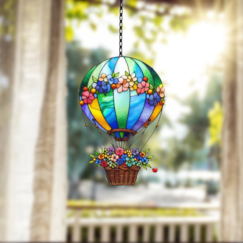 Colorful air balloons Window Decor, Acrylic Flowers Wall Window Hanging Art Decoration, Gift for her, Mothers day gift, House Decor