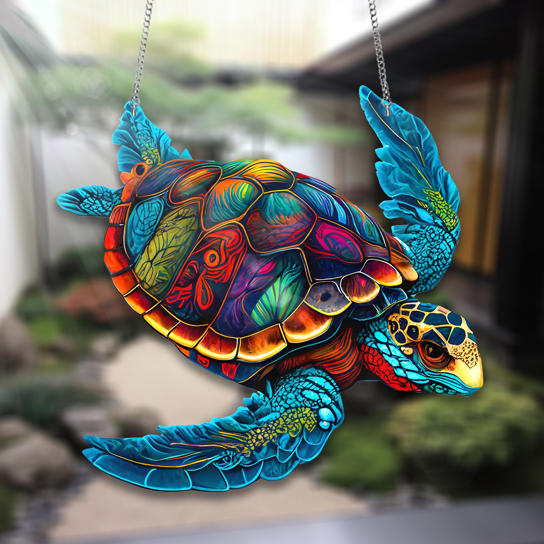 Turtle Colorful Acrylic Window Decor, Sea Turtle Decor, Acrylic Turtle Window Hangings Art Decoration, Gift for Home, Turtle lovers, Gift For Ocean