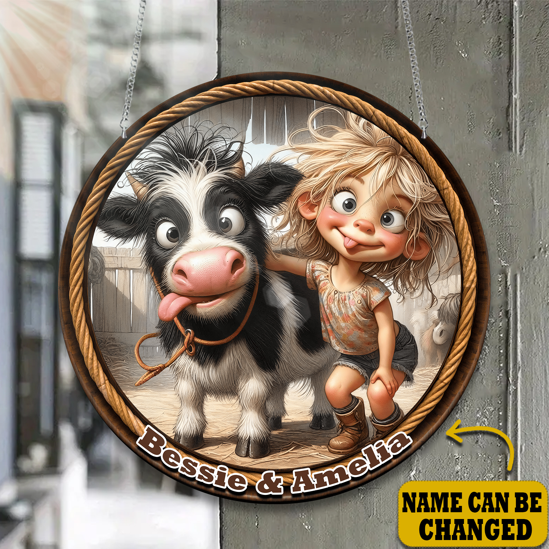 Cow Personalized Acrylic Window Hanging, Gift For Cow Lover’s , Gift For Farm, Farmer Decor, Farmer’s Life , Gift For Kids