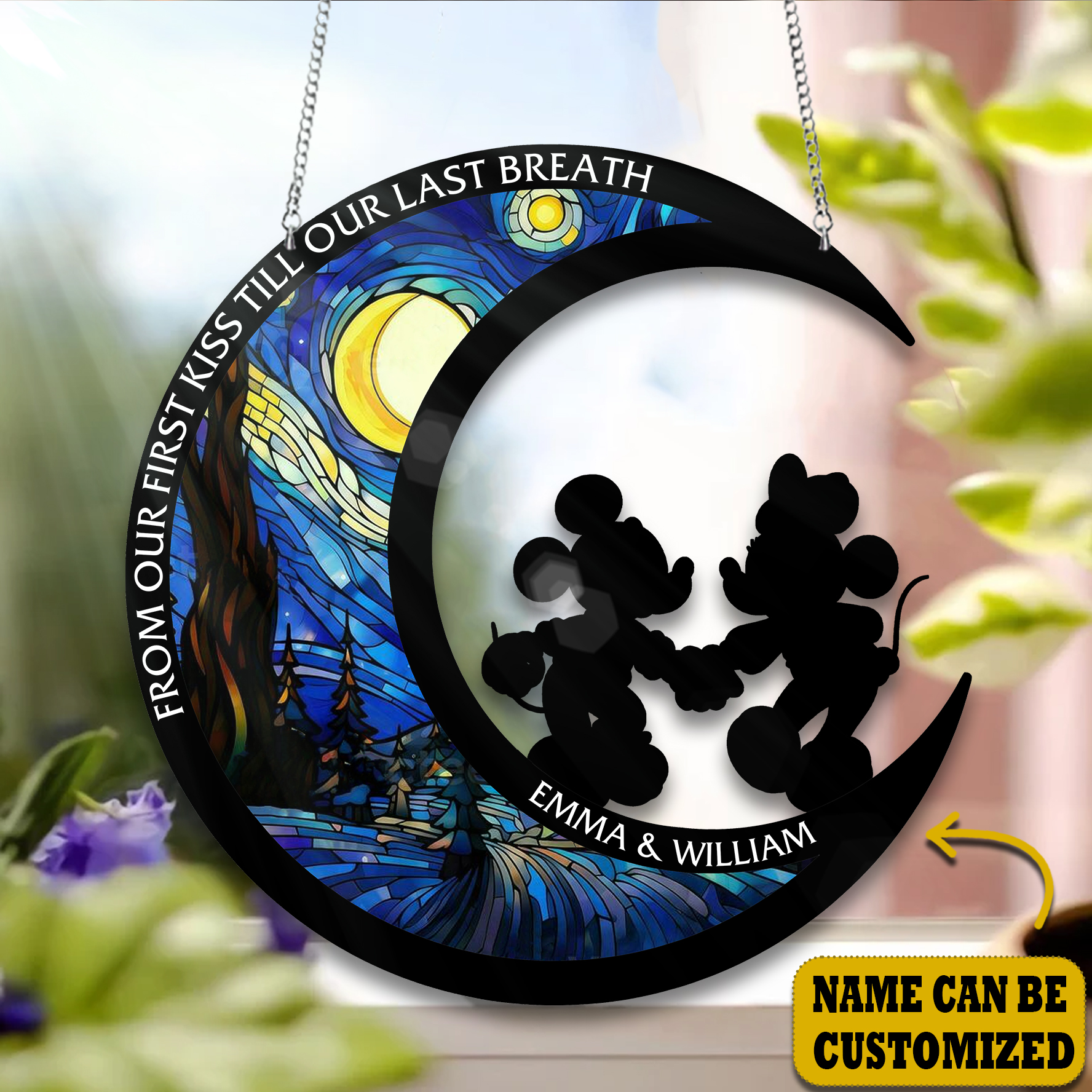 Couple From Our First Kiss Till Our Last Breath Customized Acrylic Window Hangings, Disney Lover’s, Married Window hanging, Home Decor , Gift For Couple , Gift For Home