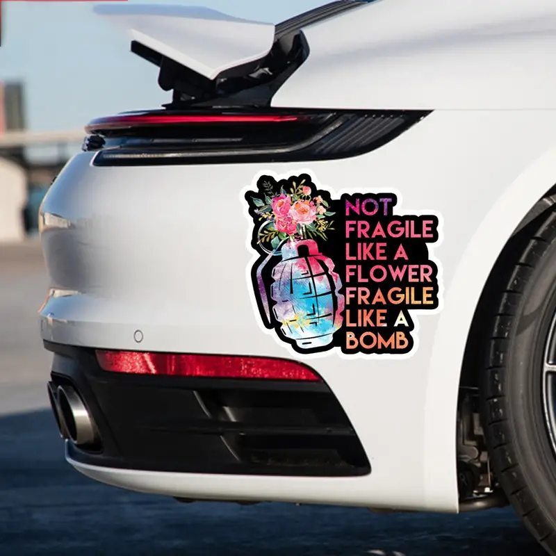 Not As Fragile As Flowers As Fragile As Bombs Decal, Female Power Decorative Decal Car Phone Laptop Skateboard Helmet