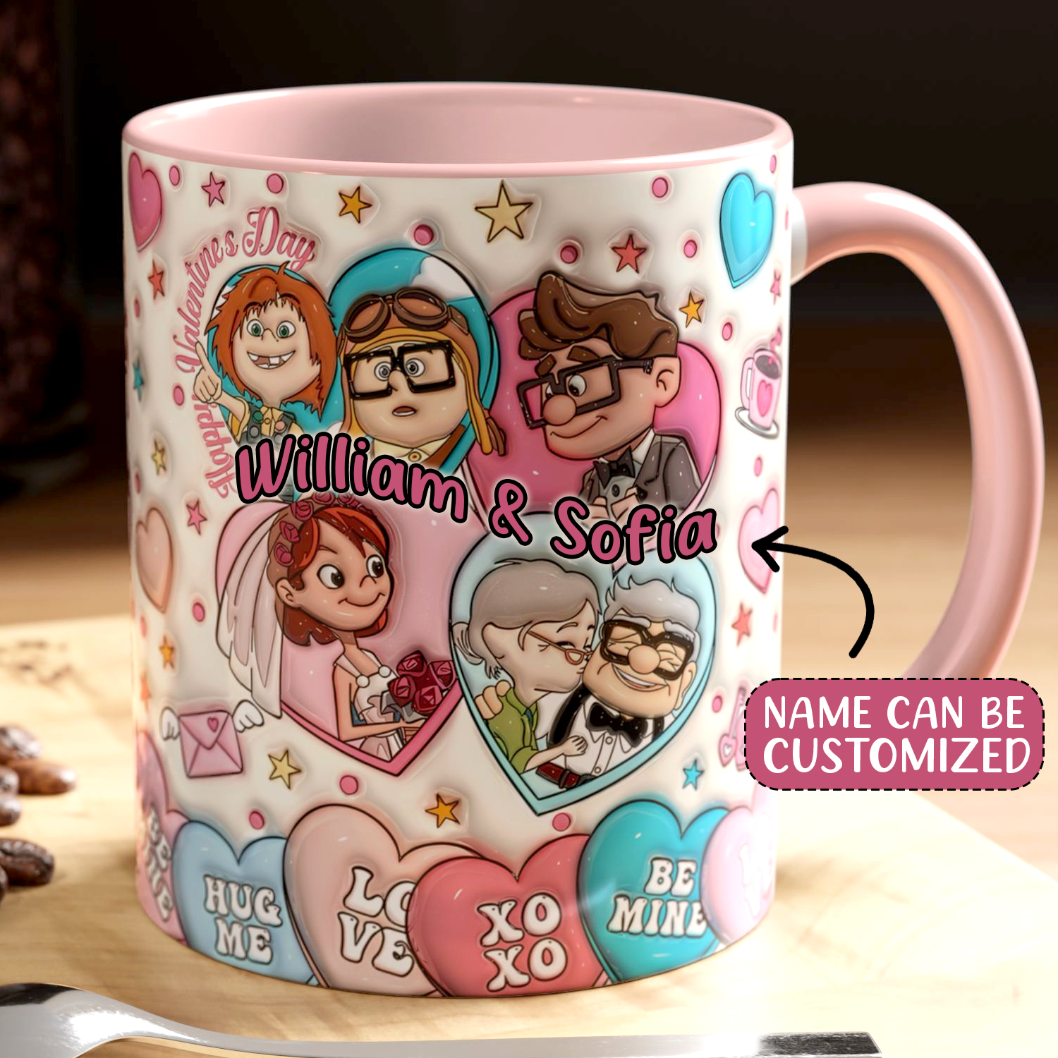 Personalized Couple Mug – Carl And Ellie Accent Mug