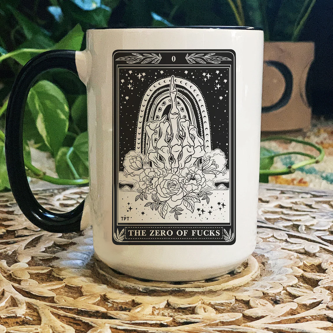 Tarot Card Mug, Occult tarot mug, Zero of Fucks Tarot mug