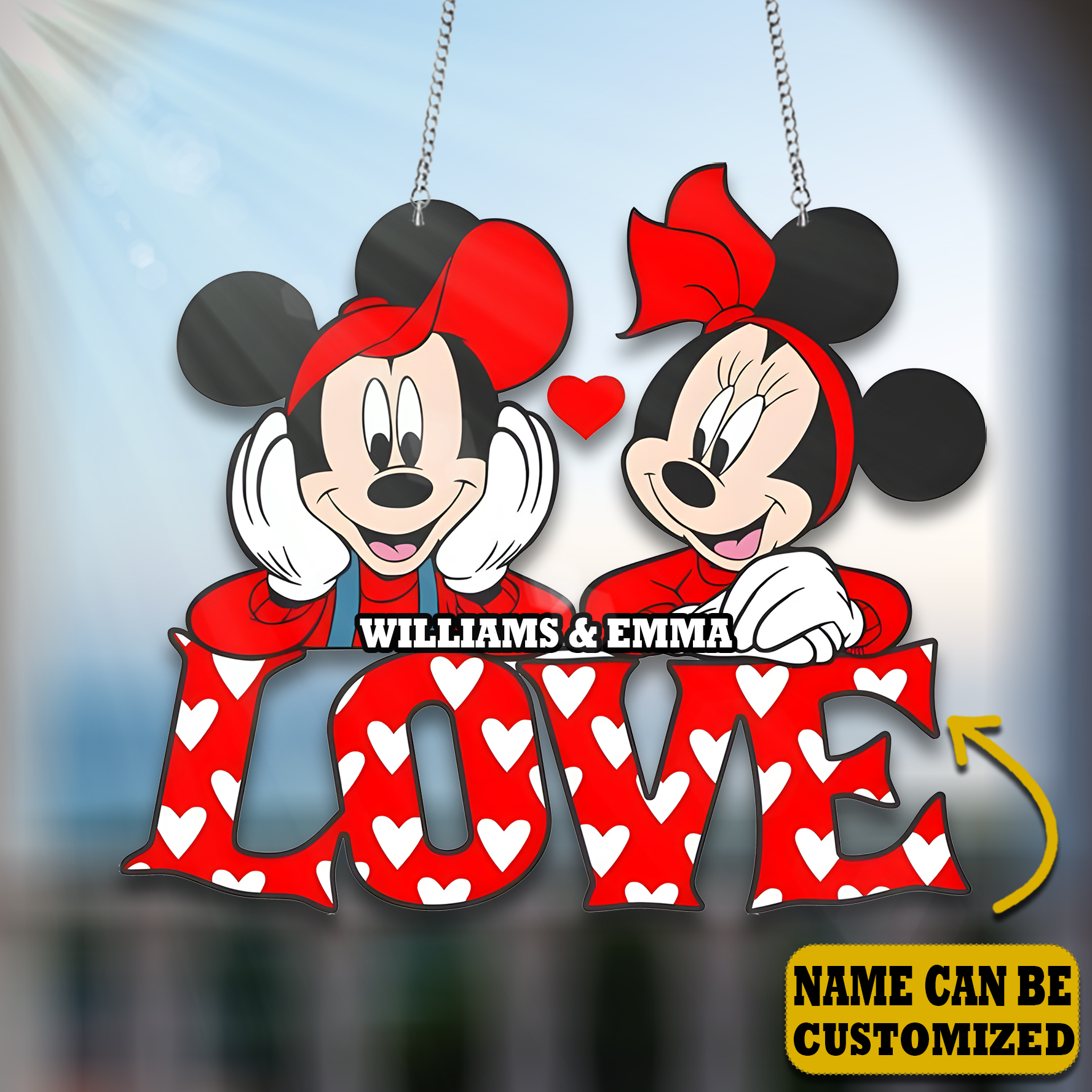 Couple Disney Love Customized Acrylic Window Hangings, Disney Lover’s, Married Window hanging, Home Decor , Gift For Couple , Gift For Home