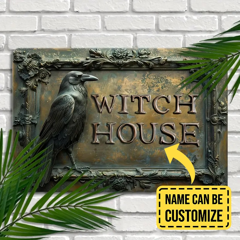 Personalized Raven Witch Halloween Decor Metal Sign Decoration  – Raven Gothic Halloween Decor