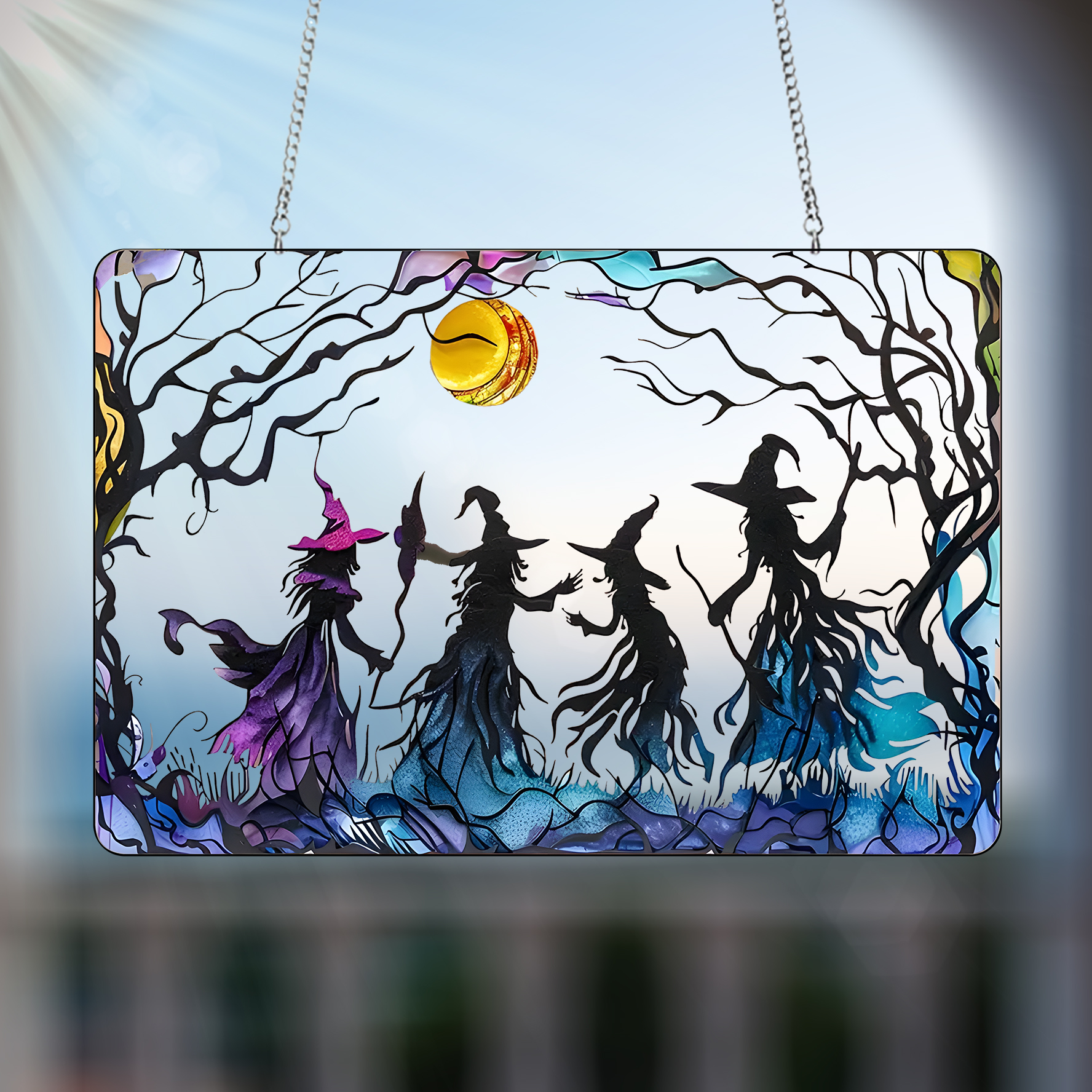 Witch Friend Acrylic Window Hangings, Witch Halloween Art, Halloween Gift, Gift For Her, Home Decor , Witch Lover’s