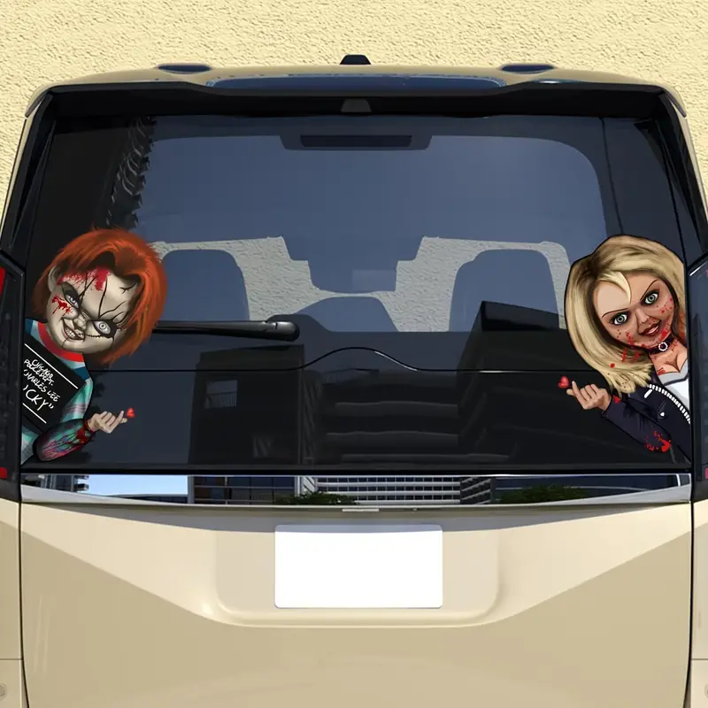 Chucky & Tiffany Horror Movie Decal, Horror Couple  Decorative Decal Car Phone Laptop Skateboard Helmet Car, Gift For Halloween