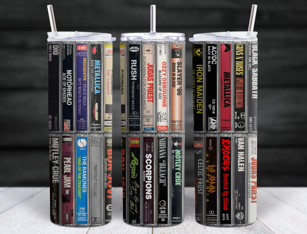 80s 90s Classic Rock Cassette Tape Skinny Tumbler