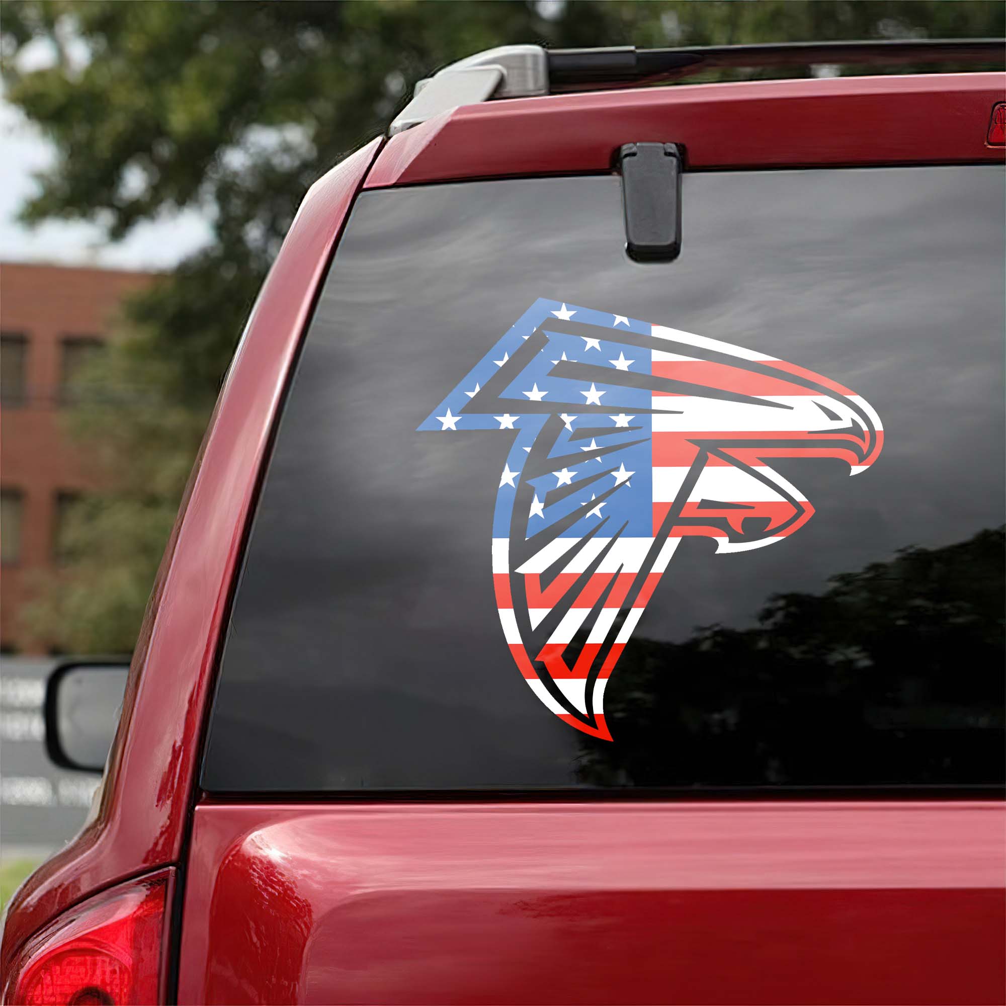 Atlanta Falcons NFL Team USA Flag Car Decal PT57949