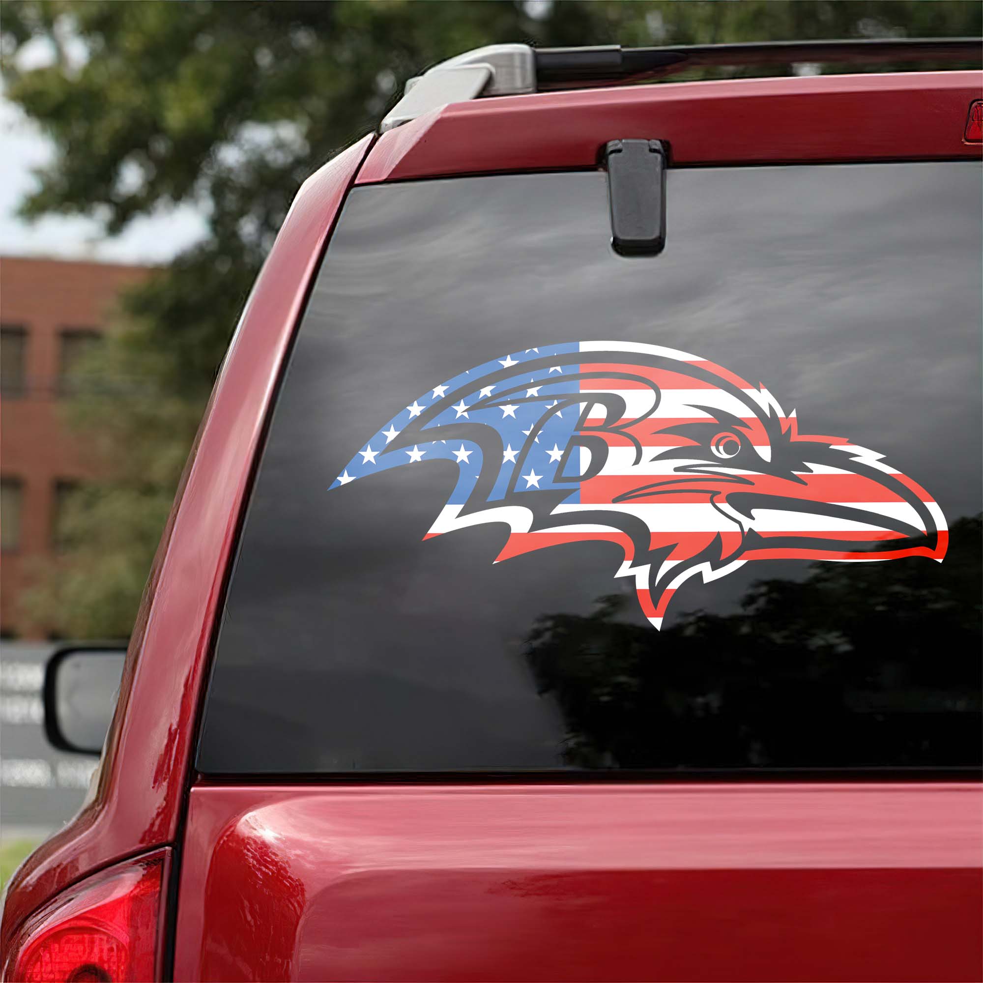 Baltimore Ravens NFL Team USA Flag Car Decal PT57950