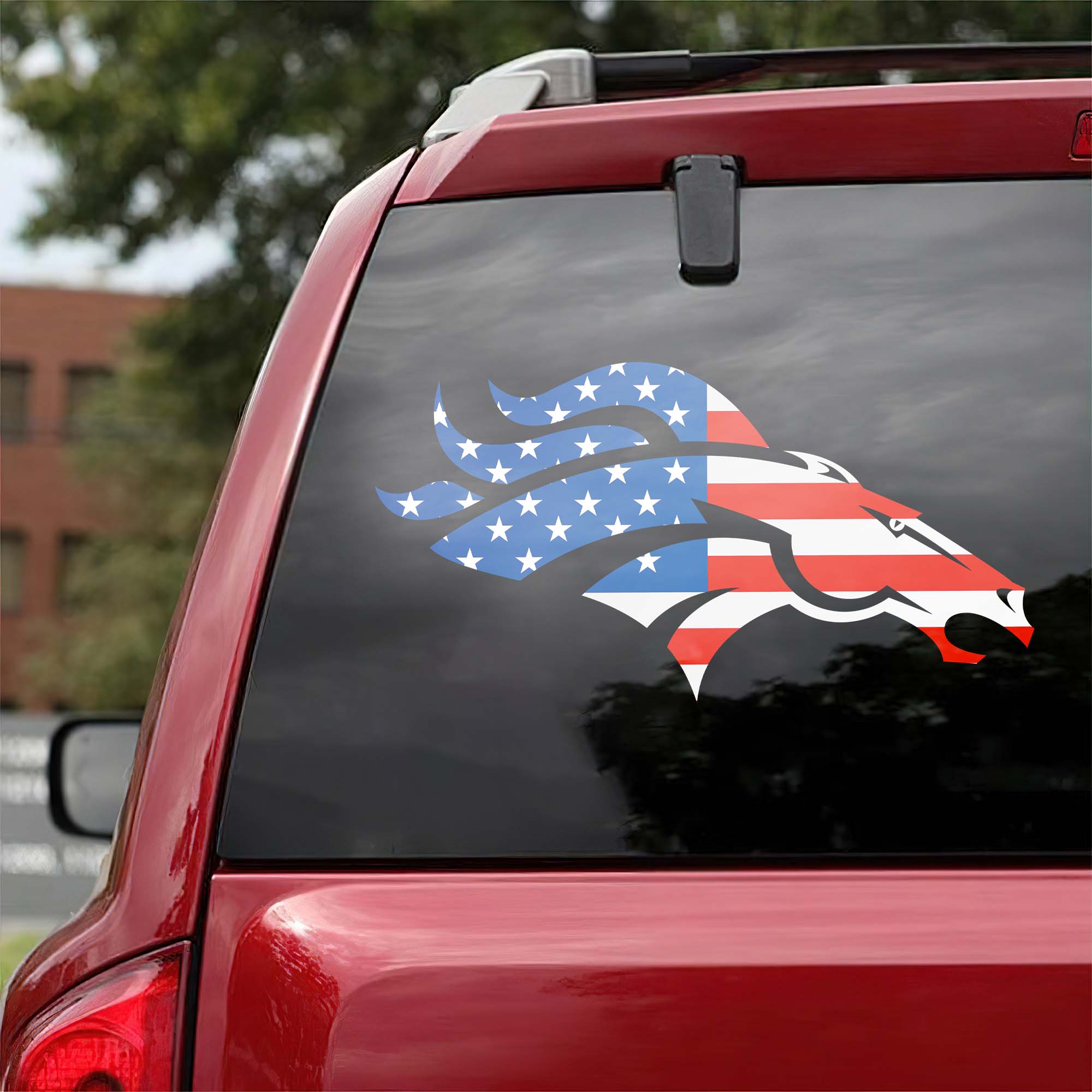 Denver Broncos NFL Team USA Flag Car Decal PT57957