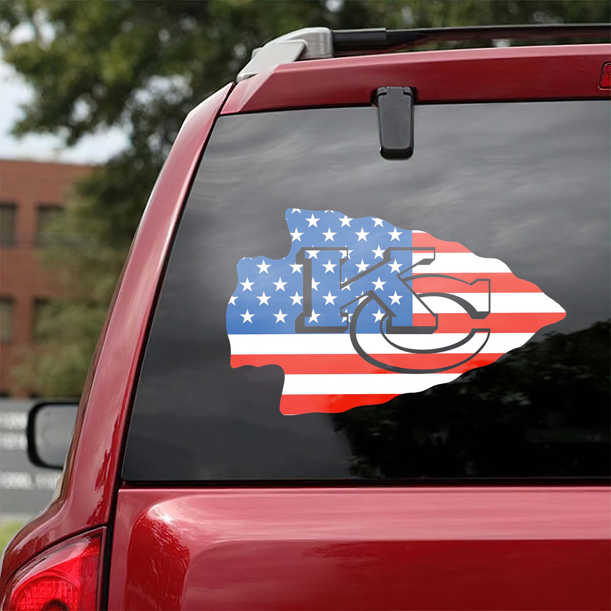 Kansas City Chiefs NFL Team USA Flag Car Decal PT57963