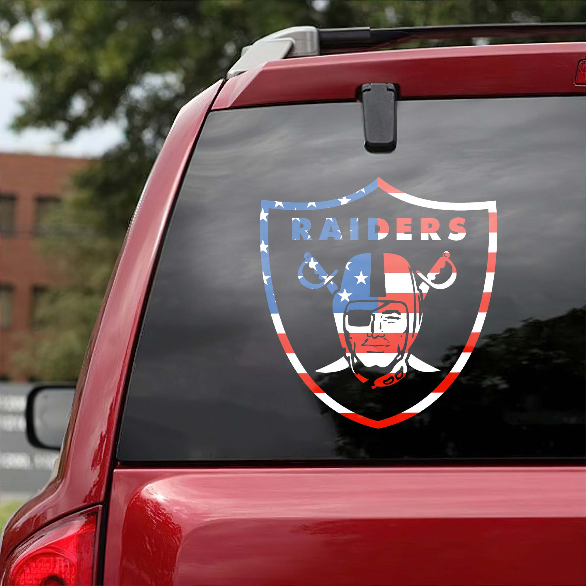 Las Vegas Raiders NFL Team USA Flag Car Decal PT57964