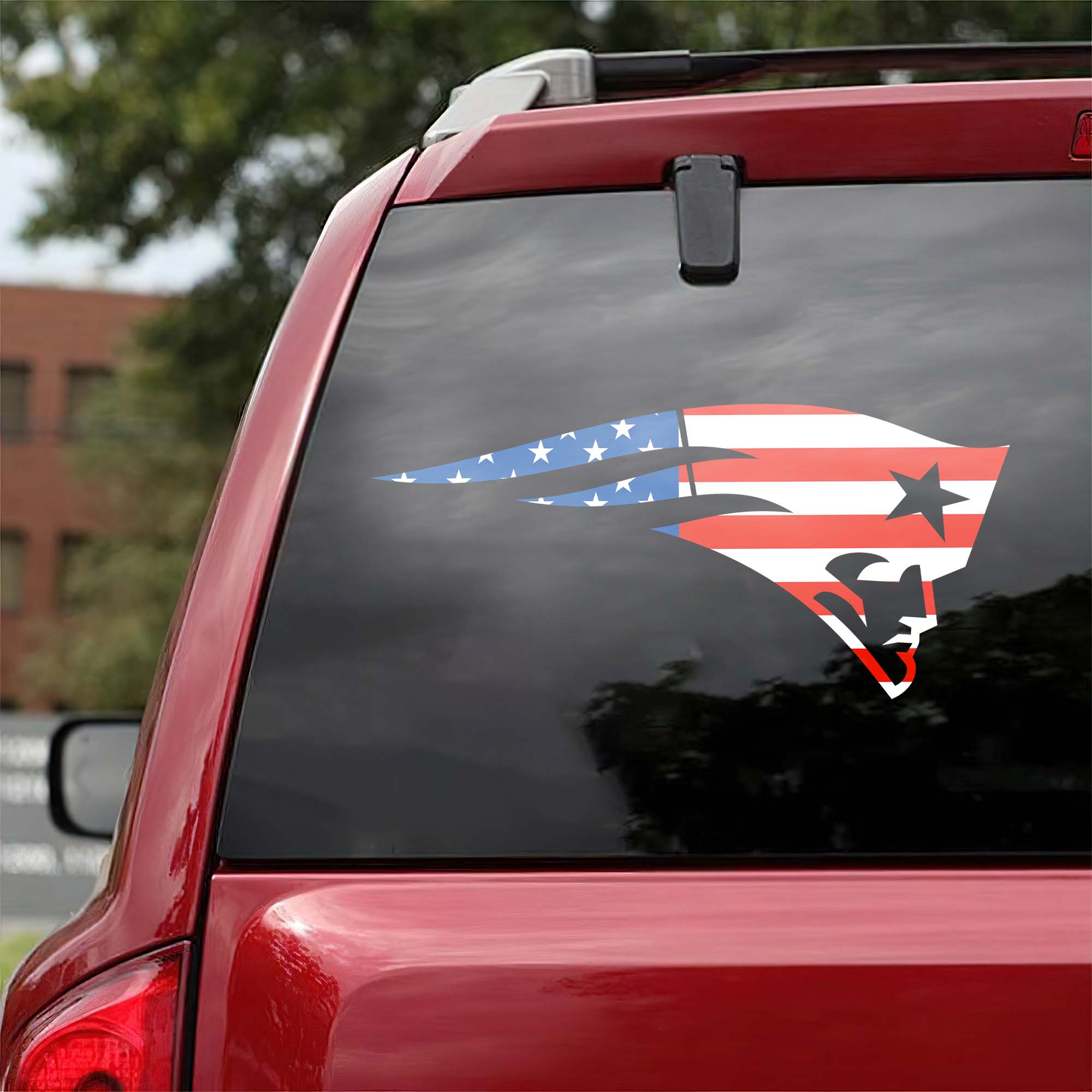 New England Patriots NFL Team USA Flag Car Decal PT57969