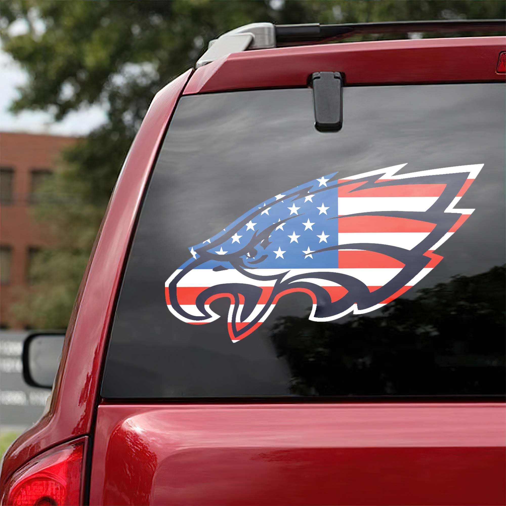 Philadelphia Eagles NFL Team USA Flag Car Decal PT57973