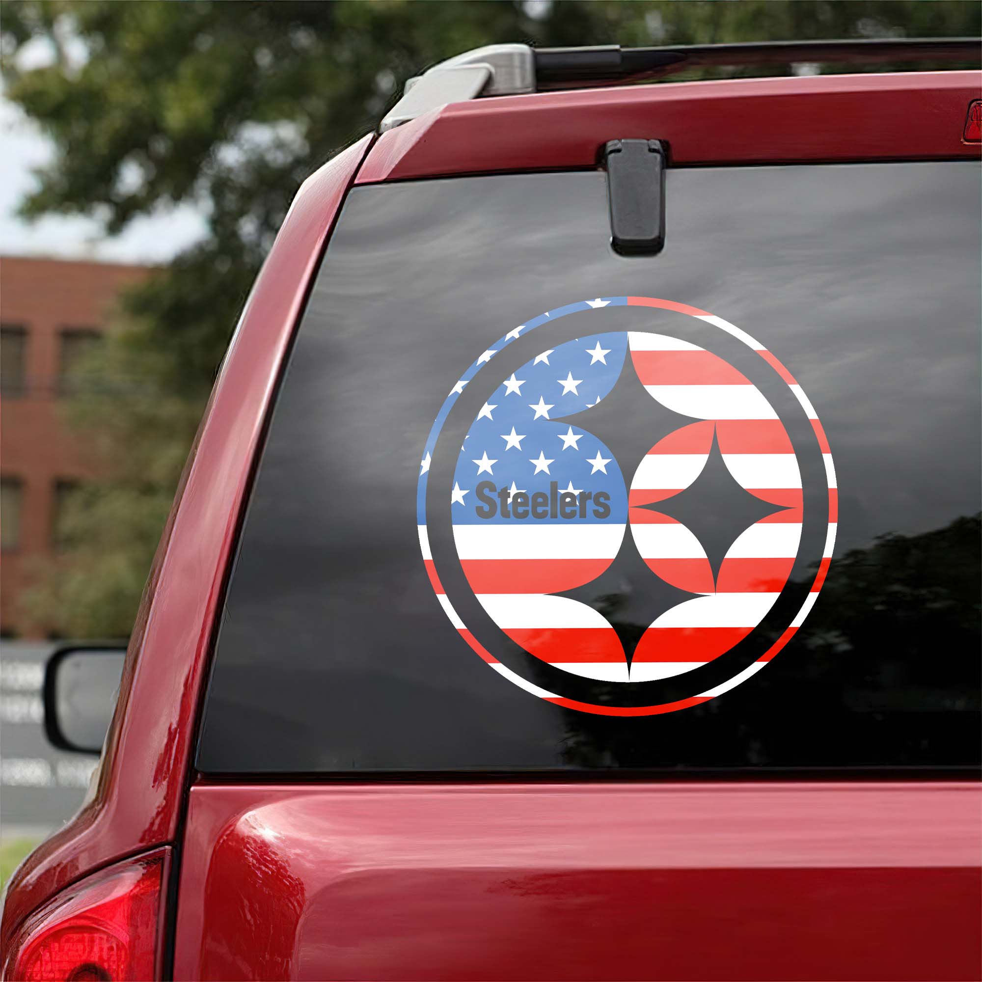 Pittsburgh Steelers NFL Team USA Flag Car Decal PT57974