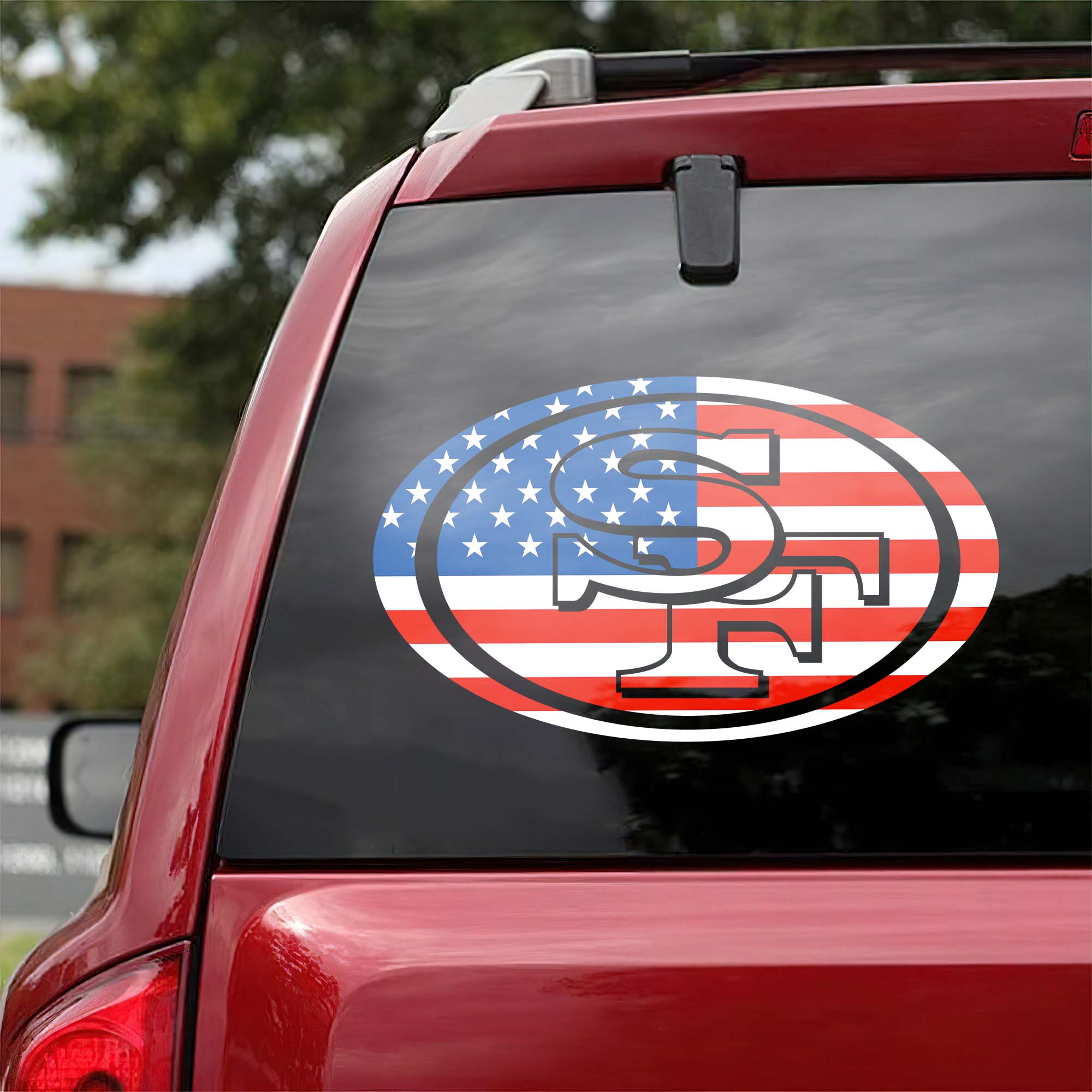 San Francisco 49ers NFL Team USA Flag Car Decal PT57975