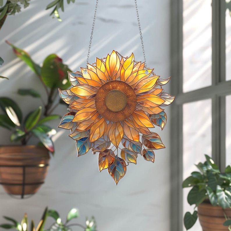 Sunflower Acrylic Window Hanging, Sunflower Decor, Sunflower Kitchen Decor,