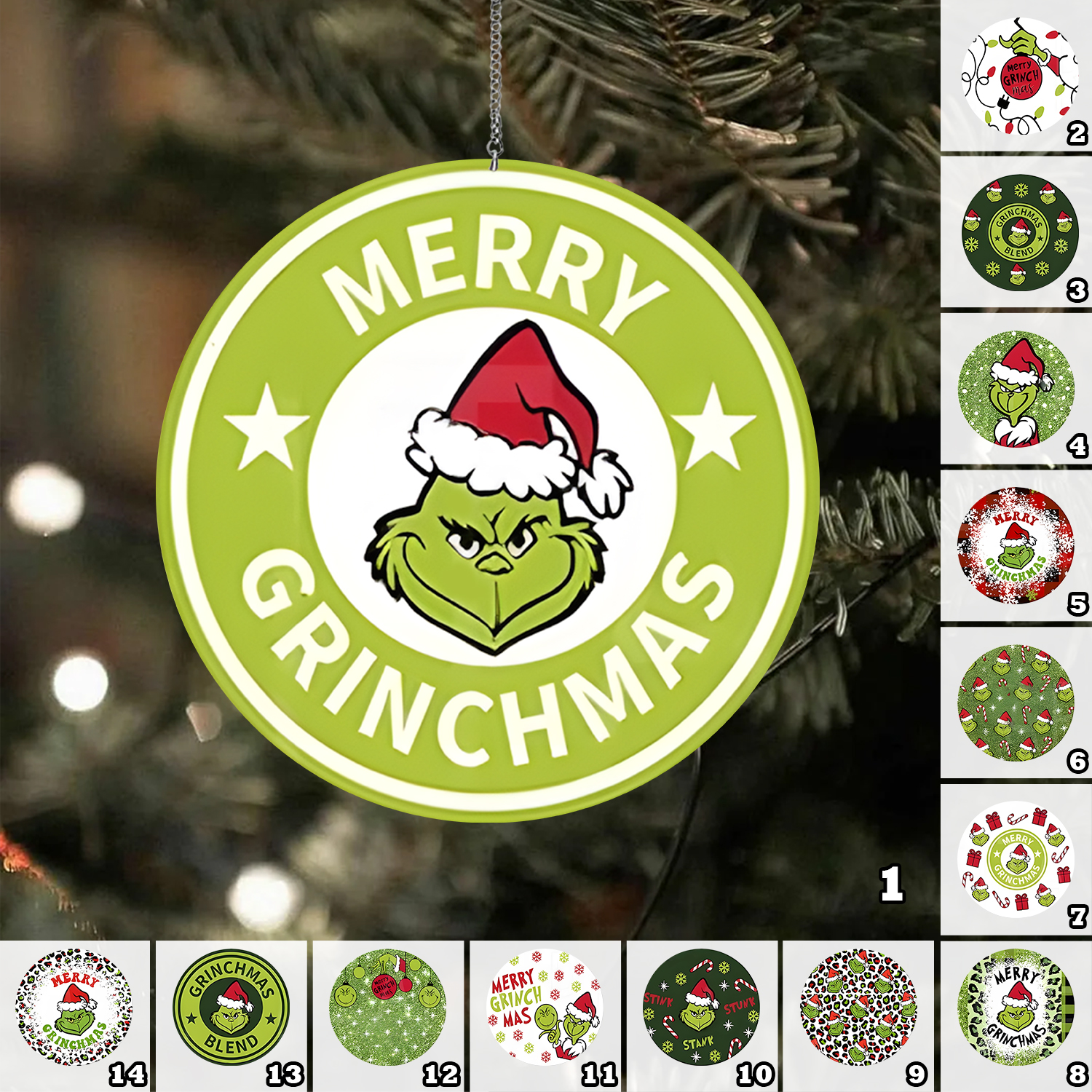 Grinch Movie Christmas Acrylic, Green Face Ornament, Gift For Grinch Lover’s, Decor Christmas