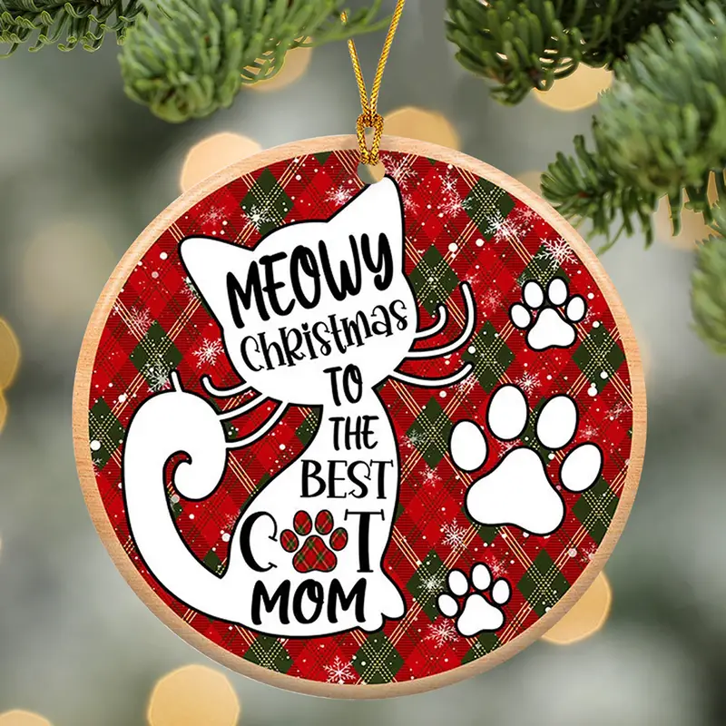 Personalized Meowy Christmas To The Best Cat Mom Suncatcher