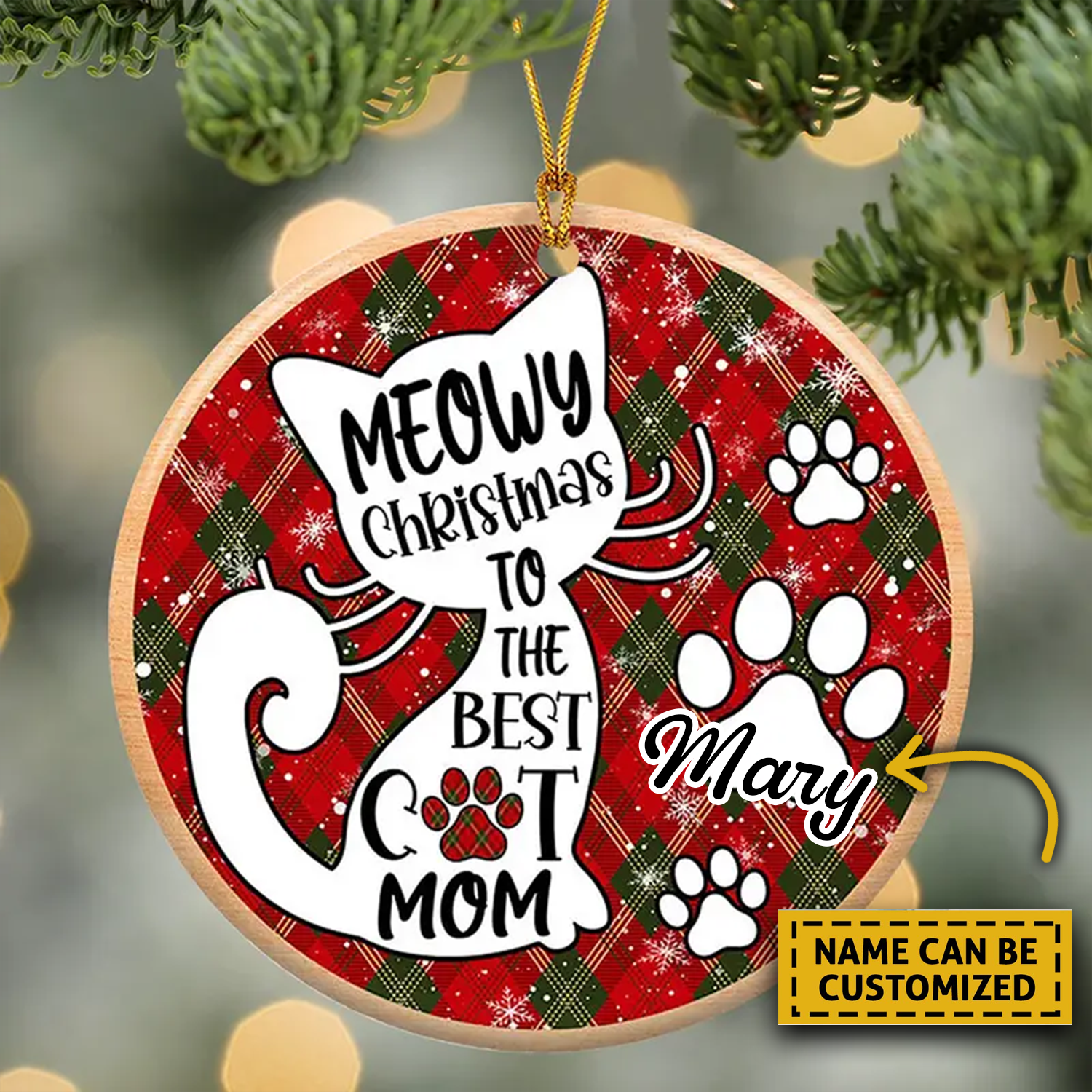 Personalized Meowy Christmas To The Best Cat Mom Suncatcher